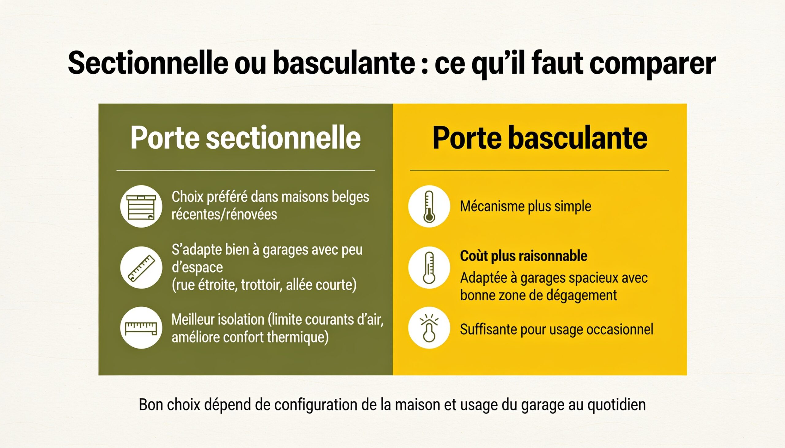 Sectionnelle ou basculante : ce qu’il faut comparer